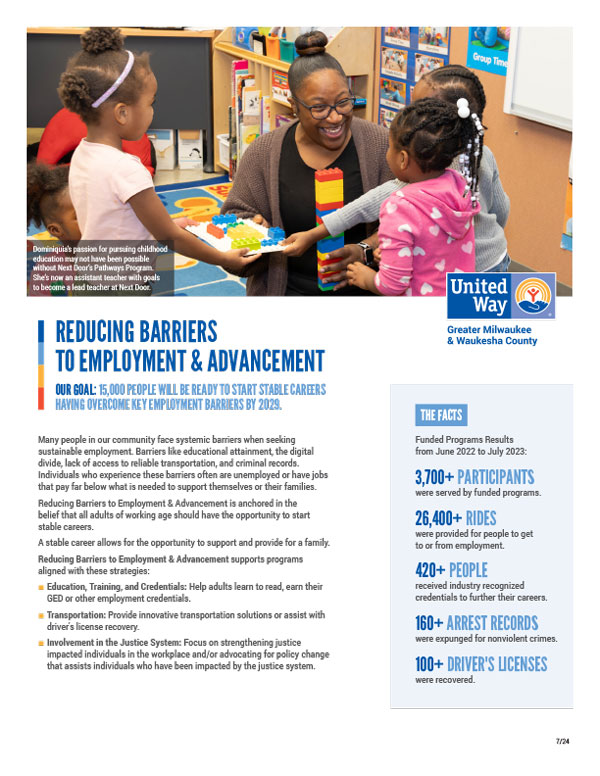 Reducing Barriers to Employment & Advancement Overview Sheet