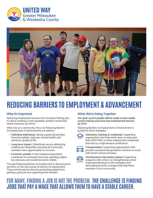 front of handout with group of young adults on the front in a gym