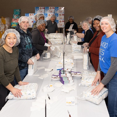 Smiling volunteers