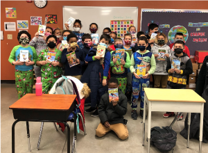 Happy kids with books