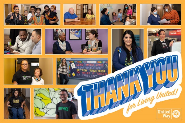 Thank You graphic with smiling community members