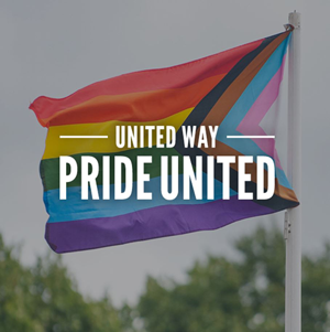 Pride flag with Pride United text