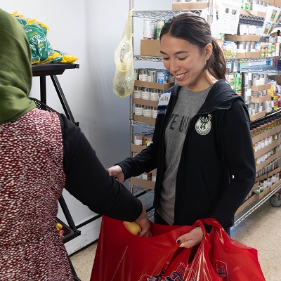 Smiling volunteer