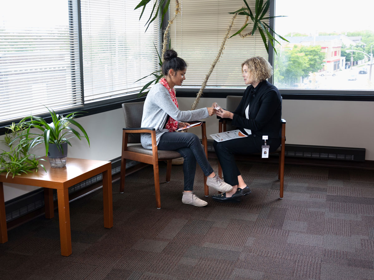 Two women meeting in an office