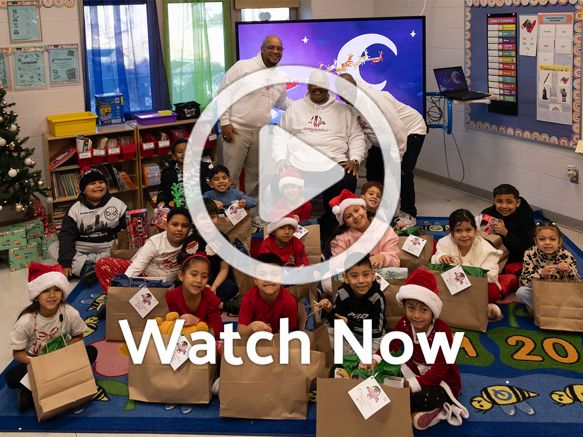 Image of school kids with overlay play button