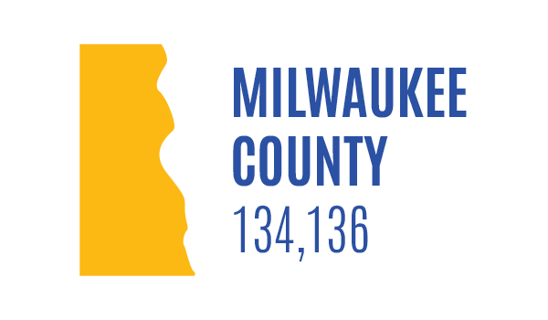 Shape of Milwaukee County with 134,136