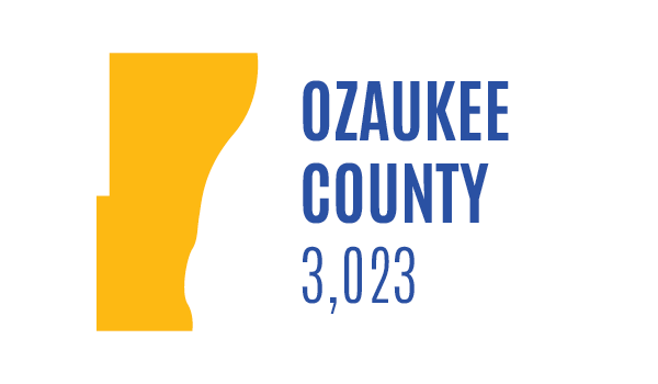 Shape of Ozaukee County with 3,023