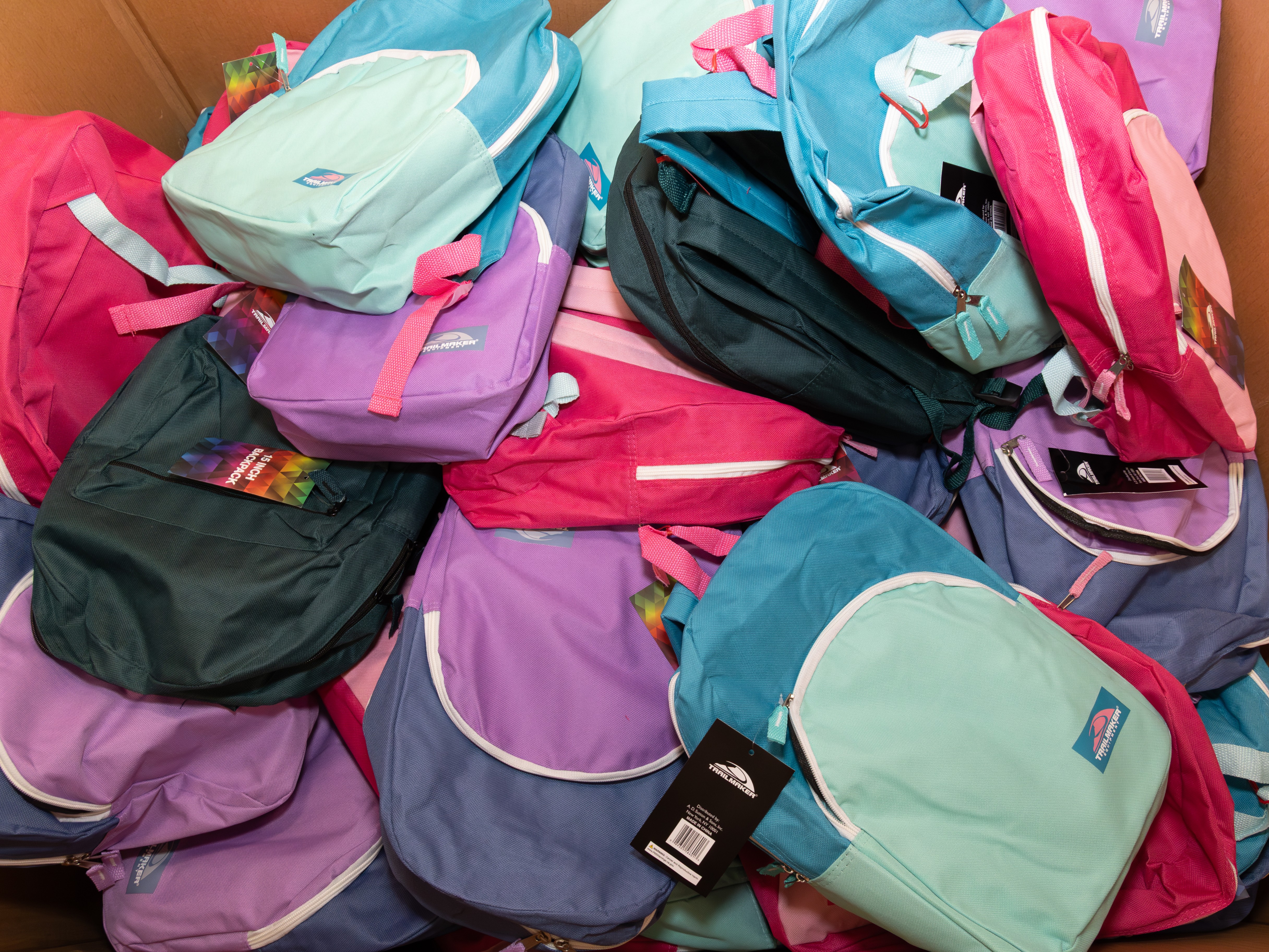 Backpacks at a Backpack Coalition event.