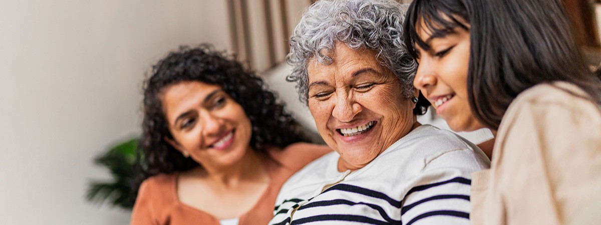 A family laughing.