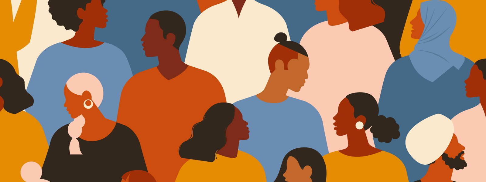 vector drawing of a diverse group of people
