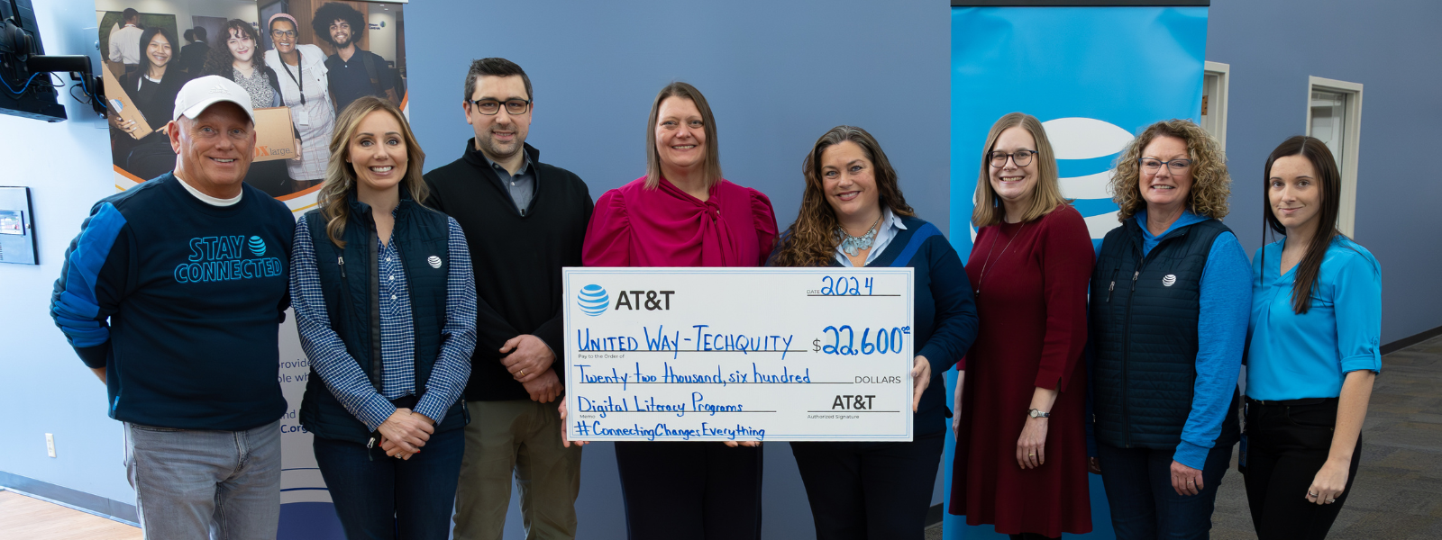 AT&T staff members provided United Way of Greater Milwaukee & Waukesha County staff members with a contribution to Techquity