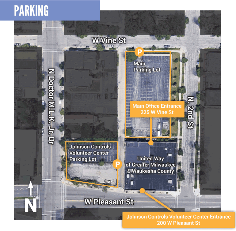map of United Way parking