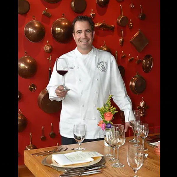 Image of Chef Table with wine and food