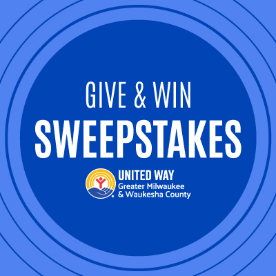 Image with circle and words Give & Win Sweepstakes